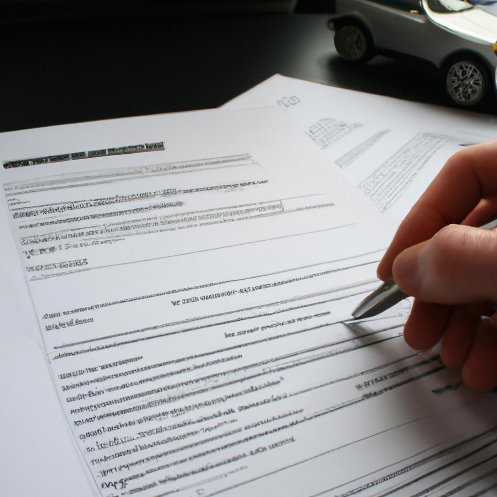 Person signing car insurance documents