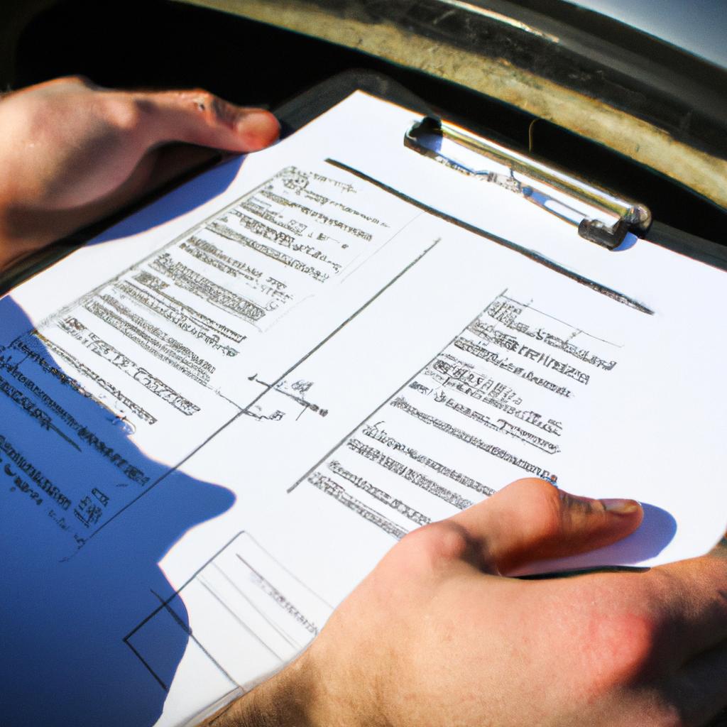 Person reviewing car repair estimate